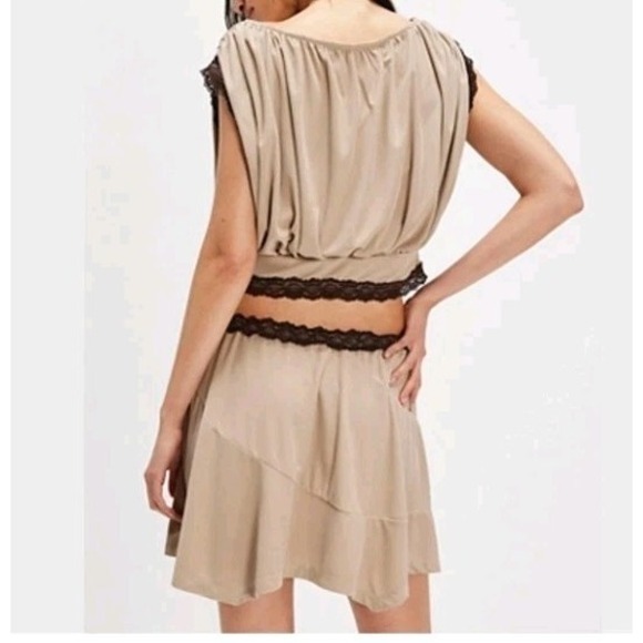 Free People Mundet Mini Skirt Set Smooth Stone XL NWT boho chic‎ two piece - Picture 2 of 8